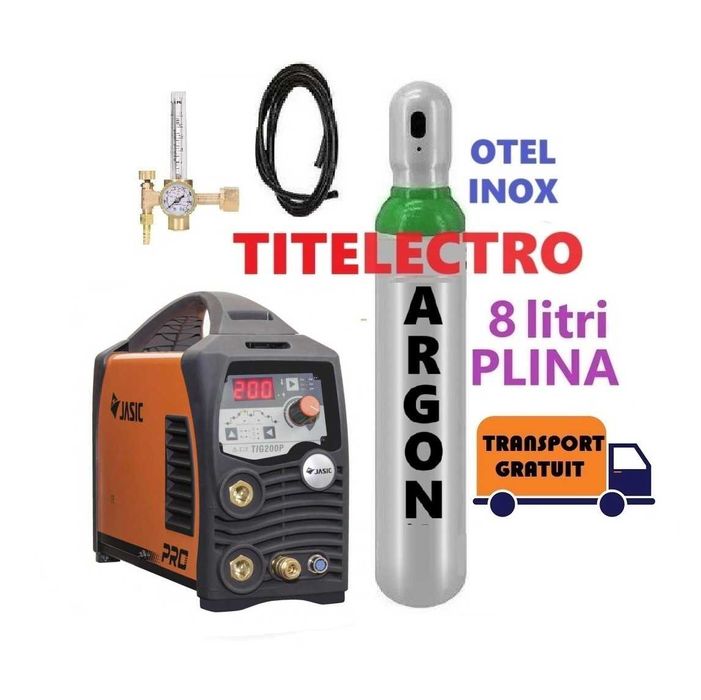 Aparat sudura inox fier TIG 200P W212 JASIC + butelie 8L argon + ceas