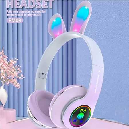 Слушалки Bluethooth Headset, BT5.0, Микрофон, Цветни LED светлини,