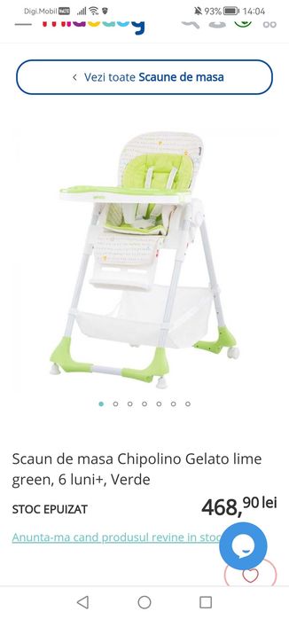 Scaun de masa Chipolino pentru copii