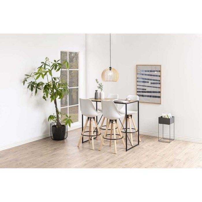 Елегантна бар/маса с плот в дървесен декор и черна рамка