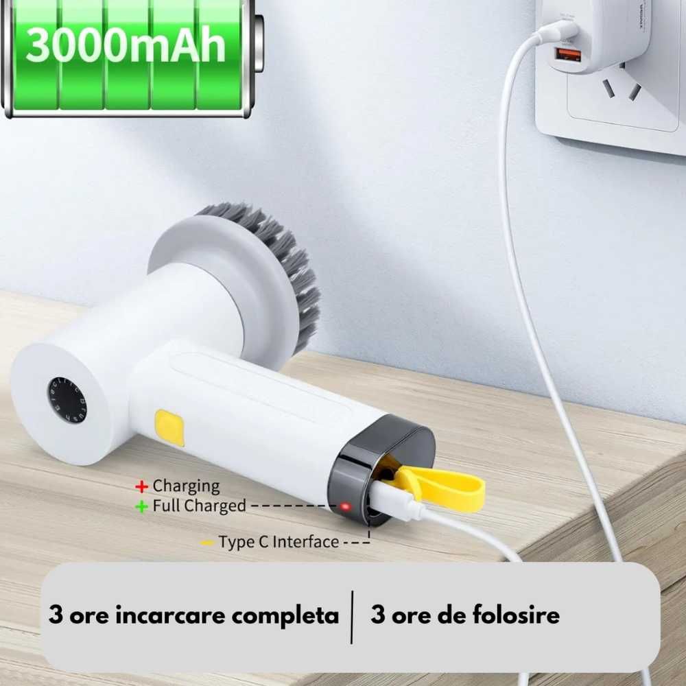 Perie Electrica Rotativa pentru Curatare Bucatarie, set 5 piese