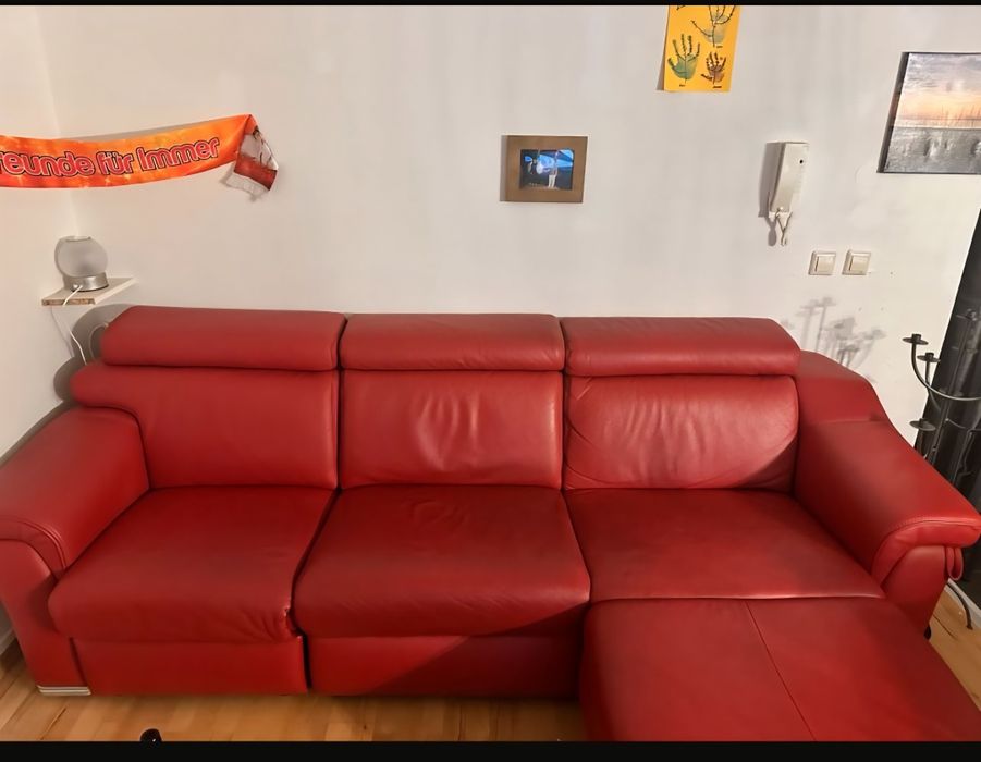 Canapea colțar din piele naturală, electrică,cu telecomandă