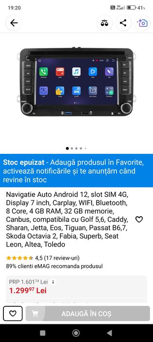 Navigatie Auto Android 13 golf 5, Seat, scoda...etc