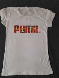 Tricou  dama puma pe alb si negru, noi, toate marimile, pret 45 lei