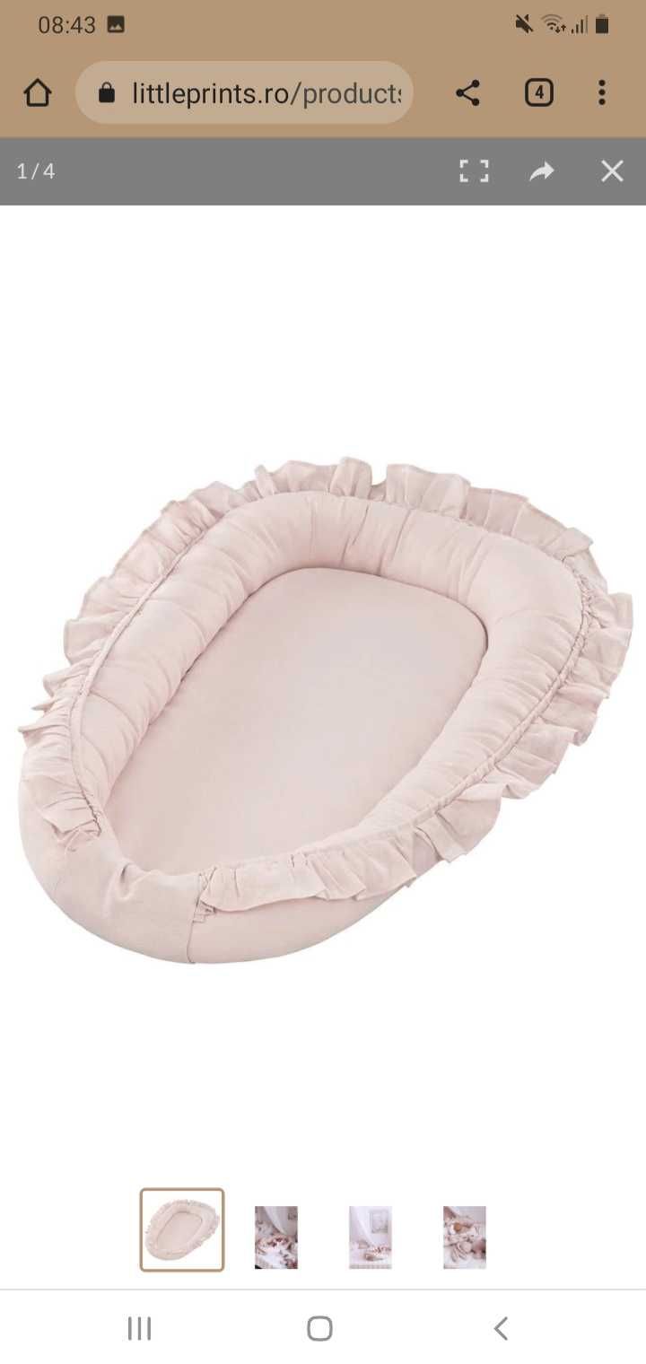 Cosulet  Babynest cu salteluta detasabila Little Luxury - Powder Pink