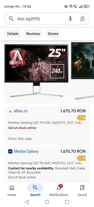 Monitor gaming LED AOC Agon AG251FZ 240Hz