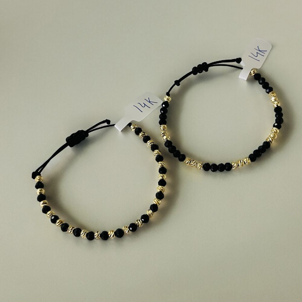 Set brățări din bile inox placate cu aur 14K