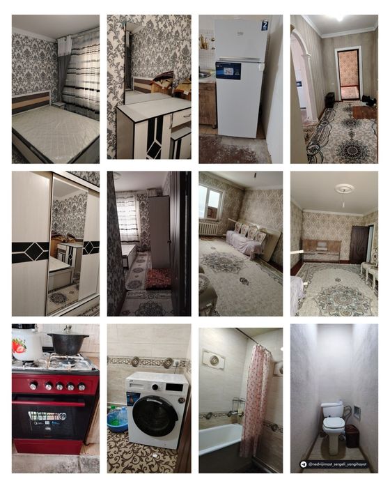 Сергили дустлик 2да оилага квартира 450у.е маклер 50% срочна топширами