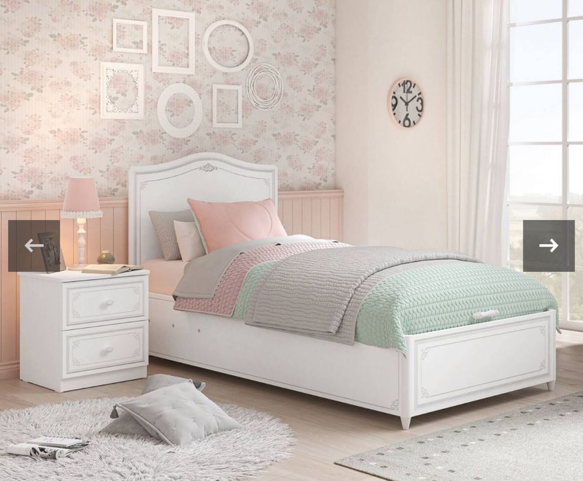 2 Paturi copii cu 2 saltele arcuri  tineret 120x200 alb roz