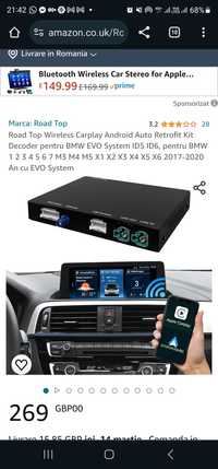 Road Top Wireless Carplay Android Auto Retrofit Kit Decoder pentru BMW