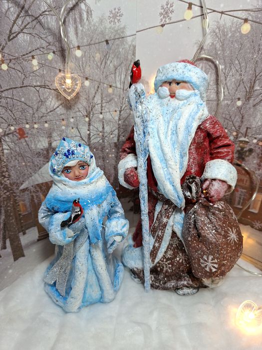 Эксклюзивные новогодние игрушки ручной работы: Дед Мороз и Снегурочка
