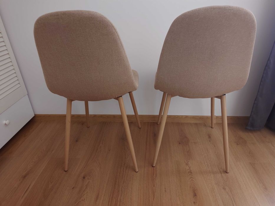 2 scaune de bucatarie, textil, bej + 2 huse gri