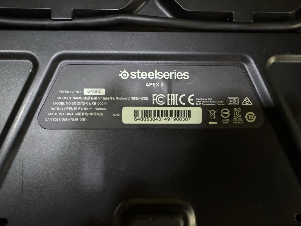 Клавиатура Steelseries Apex 3 (мембранная)