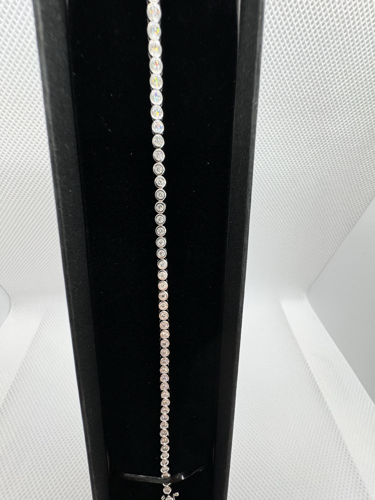 Нова сребърна тенис гривна с лаб. диаманти “Moissanite” (мойсанит)