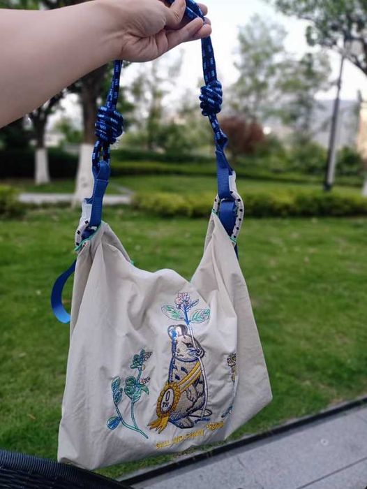 Sacoșă de cumpărături brodată cu lanț japonez ball chain