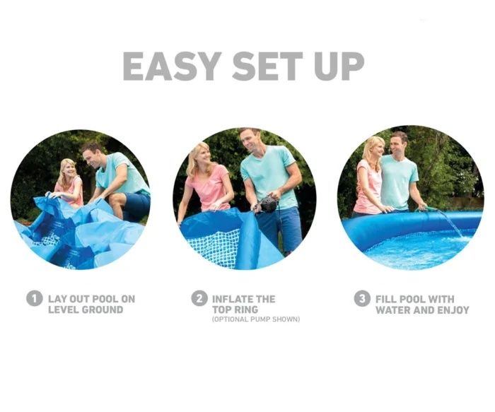 Басейн EASY SET Intex, Надуваем, диаметър 305 см, дълбочина 76 см, UV