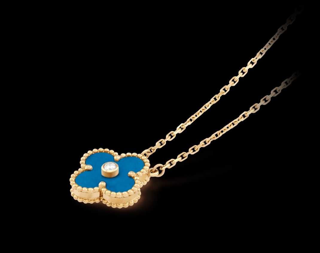 Van Cleef & Arpels VCA Rose Turquoise Diamond Alhambra Дамско Колие