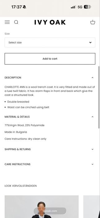 Ivy&Oak вълнено палто