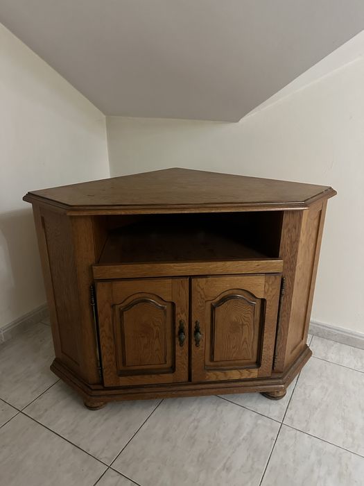 Comodă colțar - mobilier vintage din lemn masiv , colțar TV, consolă