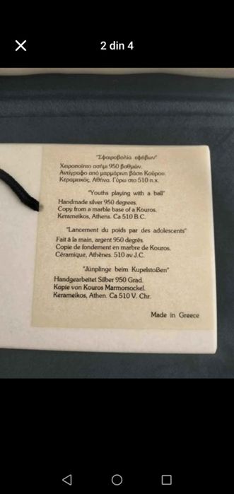 Vintage Argint lucrat manual Calitate 950