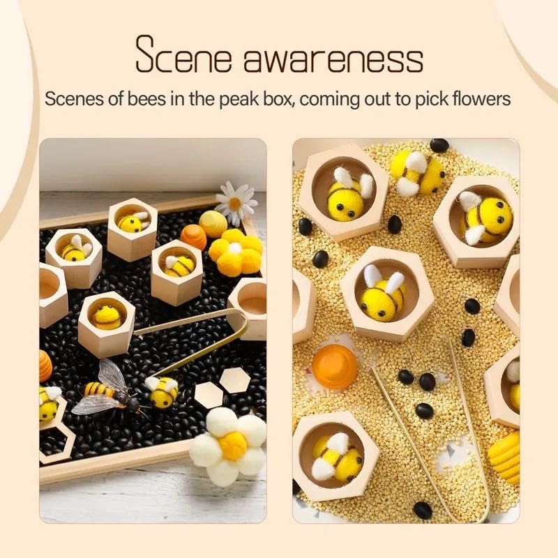Дървена Монтесори игра за сортиране Bees