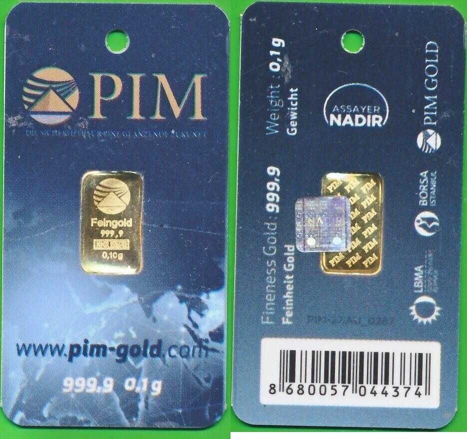 Златно кюлче PIM 0.1 грама