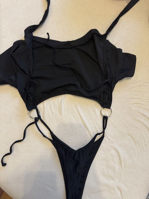 Costum de baie one piece negru shein