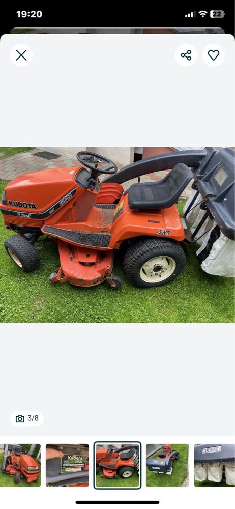 Tractoras de tuns gazon Kuboda
