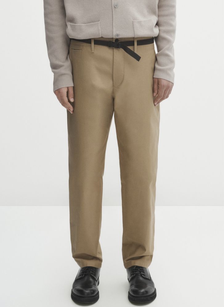 Pantaloni chino Massimo Dutti, bleumarin/bej