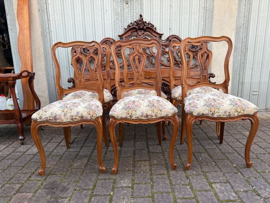 Старинни барокови столове с жакардова дамаска!