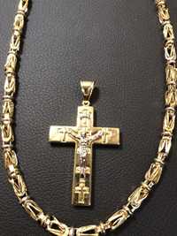 Ланец и кръст златни 14 карата 585 gold zlatni lanec zlatno