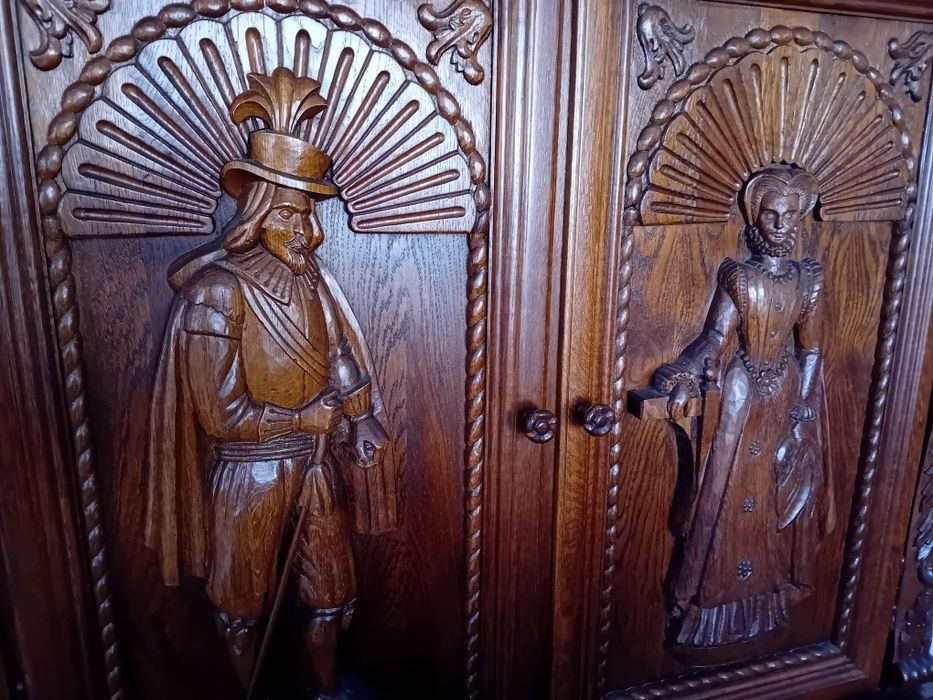 Mobila lemn masiv sculptat manual Renastere Soaniola ( Cervantes )