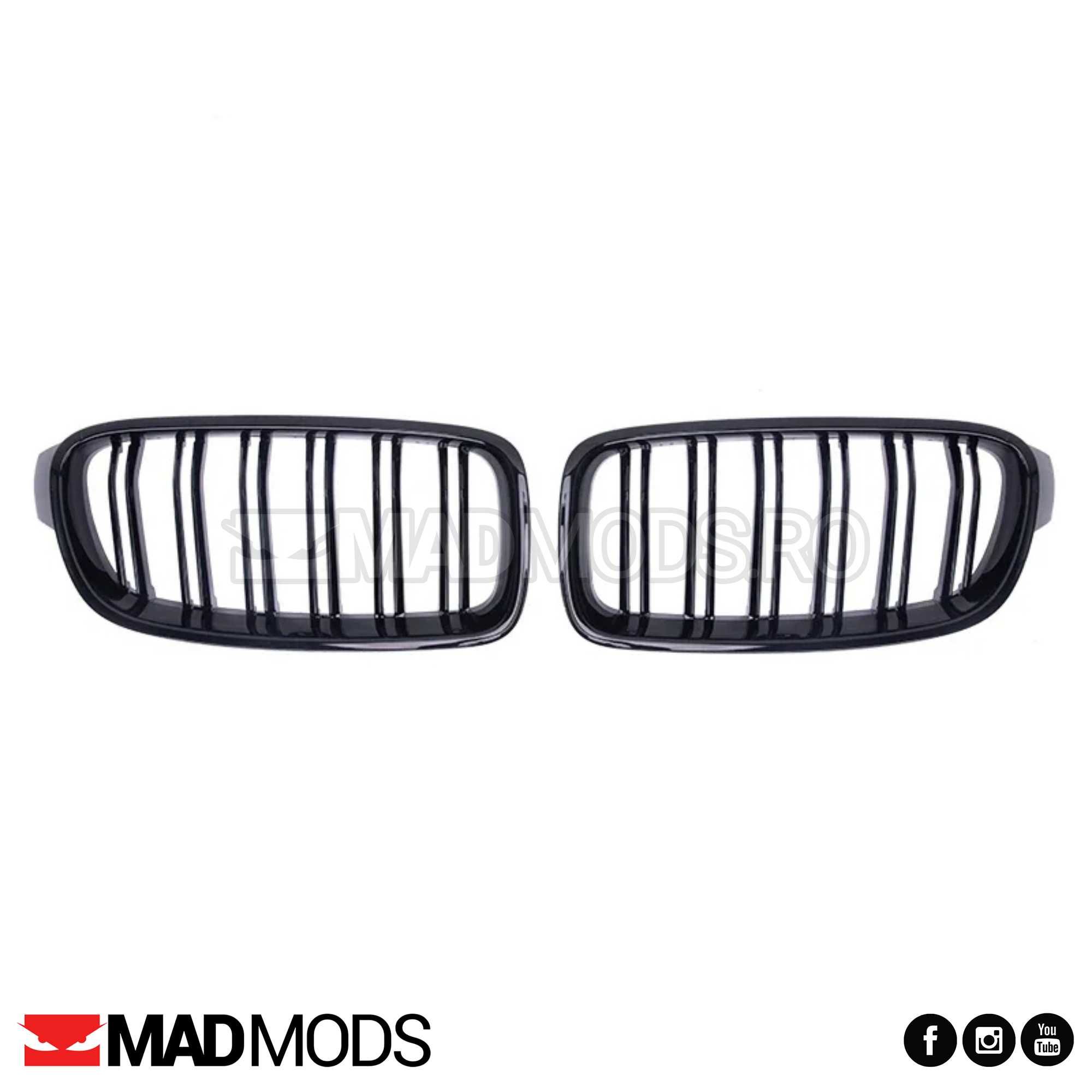 Set grile duble M BMW Seria 3 F30 F31 F80 M3 2012-2018 Negru Lucios