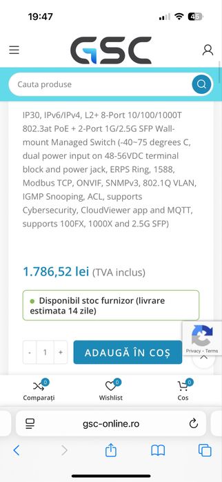Switch Industrial PLANET WGS-5225-8P2S–8xGigabit PoE,2xSFP,L2+ Managed