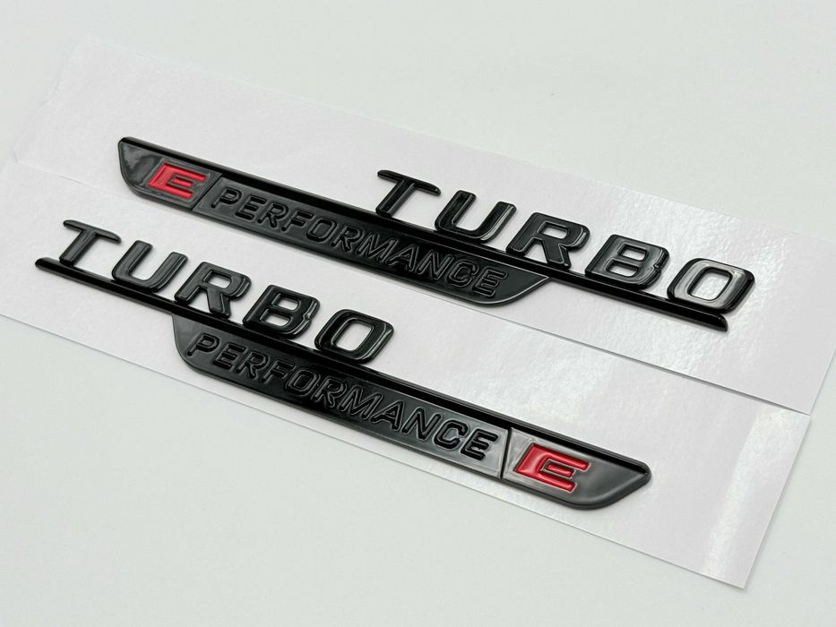 Set Embleme Compatibile Mercedes Turbo E performance Negru aripa