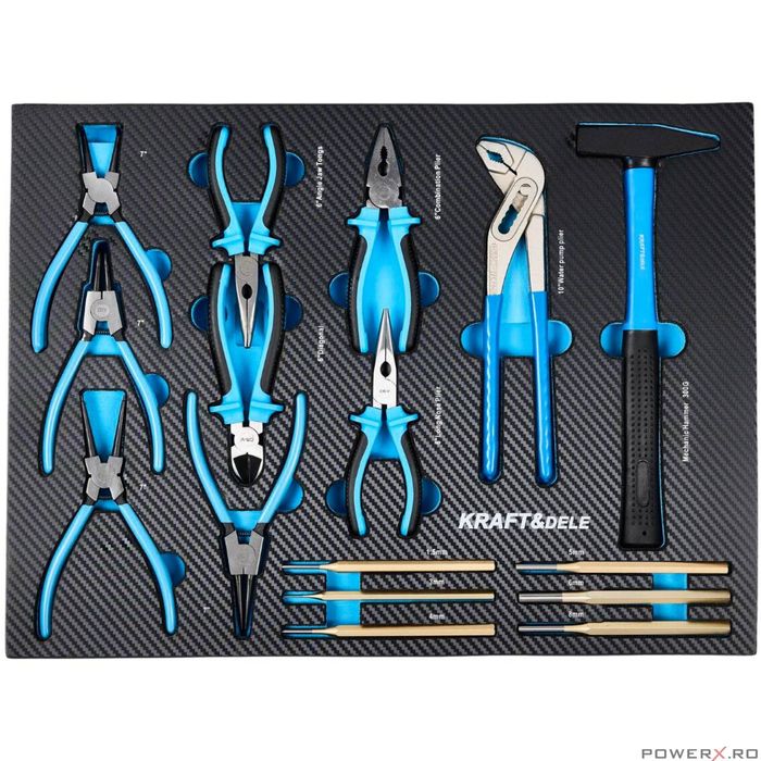 Dulap de scule pentru atelier, echipat, 12 sertare, 501 piese, Kraft