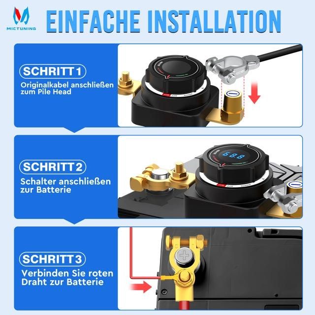 Intrerupator baterie 300A cu afisaj digital voltaj, waterproof