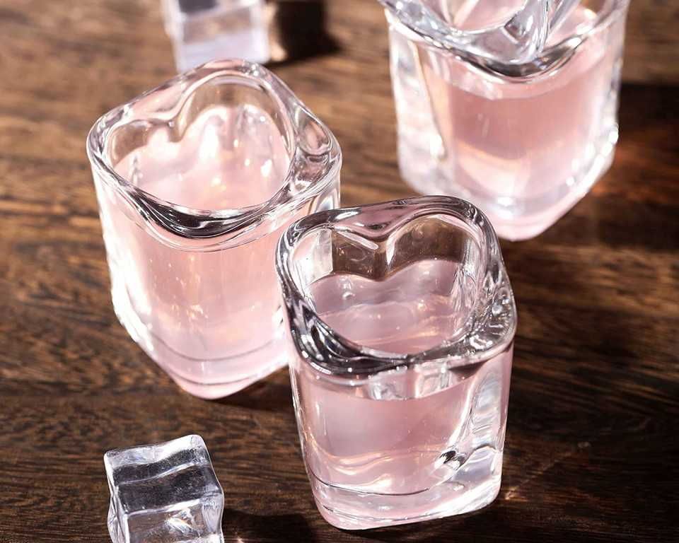 Set 8 pahare shoturi patrate, sticla, transparent, 59 ml pentru bar