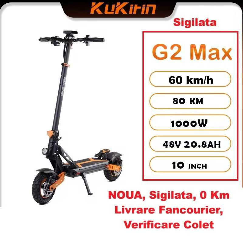 KuKirin G2 Max‼️ NOUA Sigilata ‼️1000W 55Km/h, Baterie 20Ah + Scaun