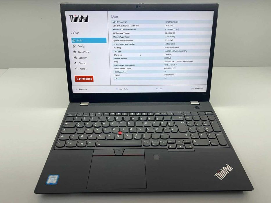 Laptop SH Lenovo T590 15.6″ i7-8665U 16gb RAM SSD 512 NVME Bat NOUA