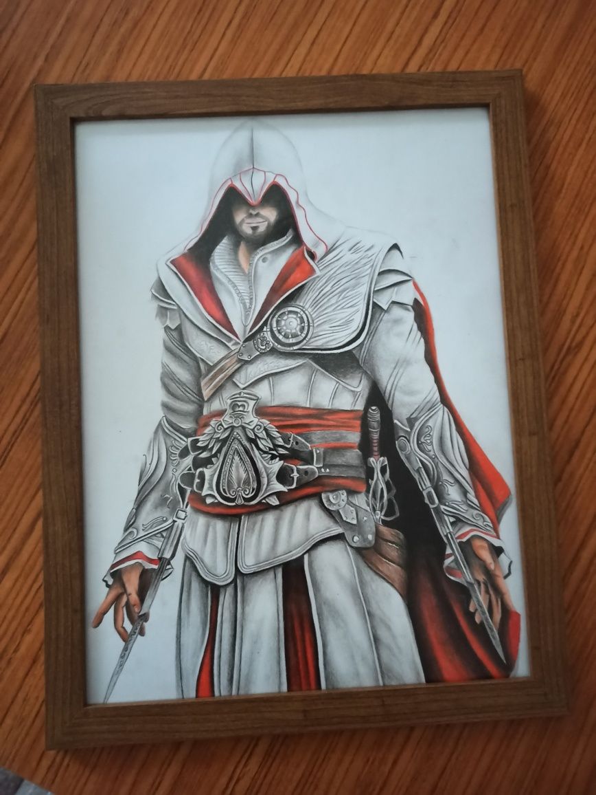 Poster handmade înrămat Assassin's Creed (Ezio Auditore) 29.7x42.0 cm