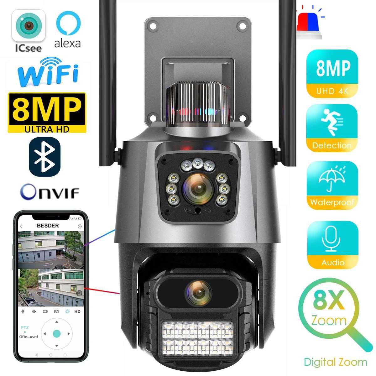 Камера за наблюдение STELS SL80, IP Wi-Fi, PTZ камера, 4K Ultra HD,8MP