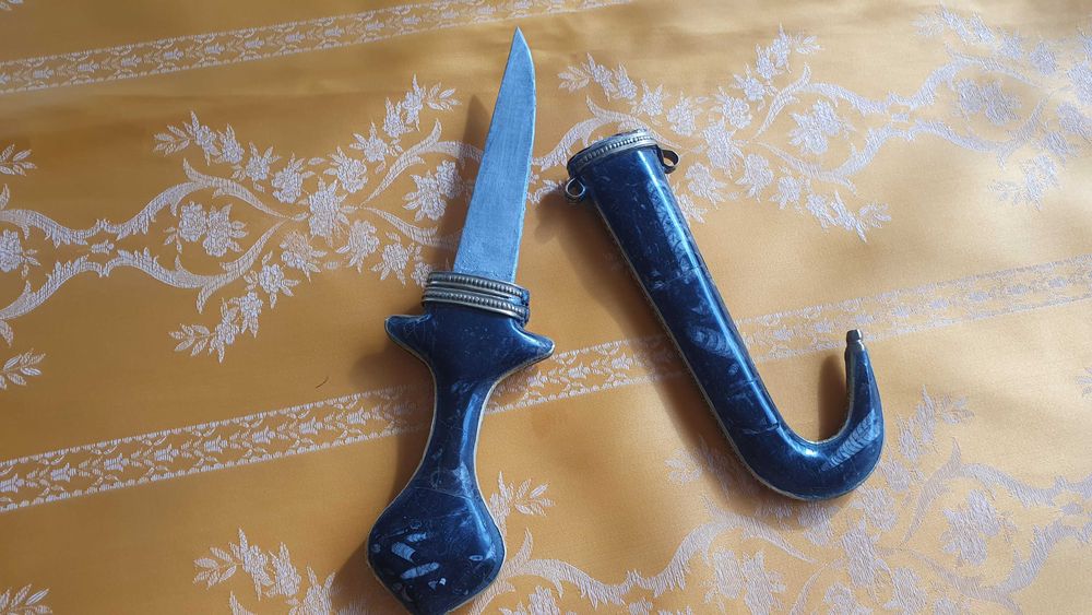 PUMNAL artizanal AFRICAN, cutit colectie, pietre semipretioase