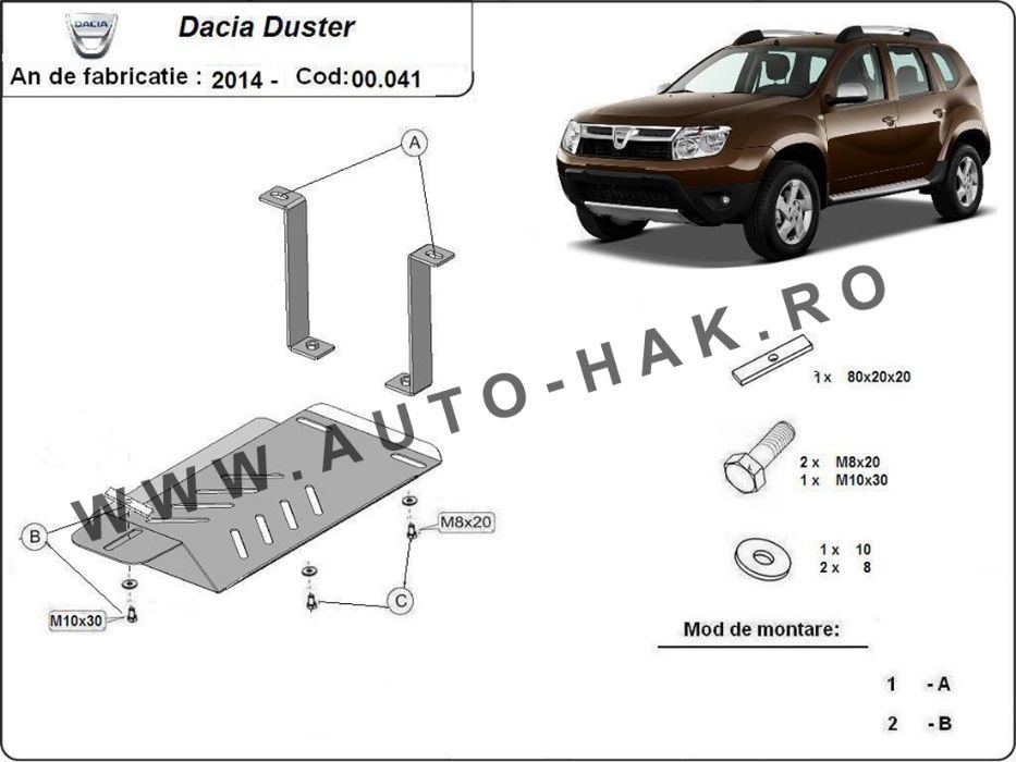 Scut metalic pentru diferential Dacia Duster II, III 2013-prezent