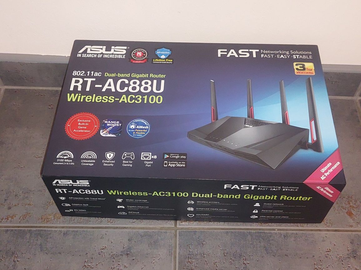 Router gaming Asus RT-AC88U  AC3100: 1000+2167 Mbps