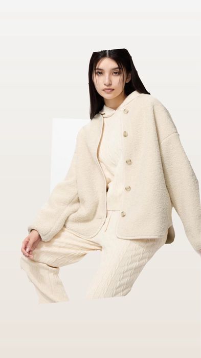 Кофта-кардиган Uniqlo Pile Lined Fleece L-XL кремовый