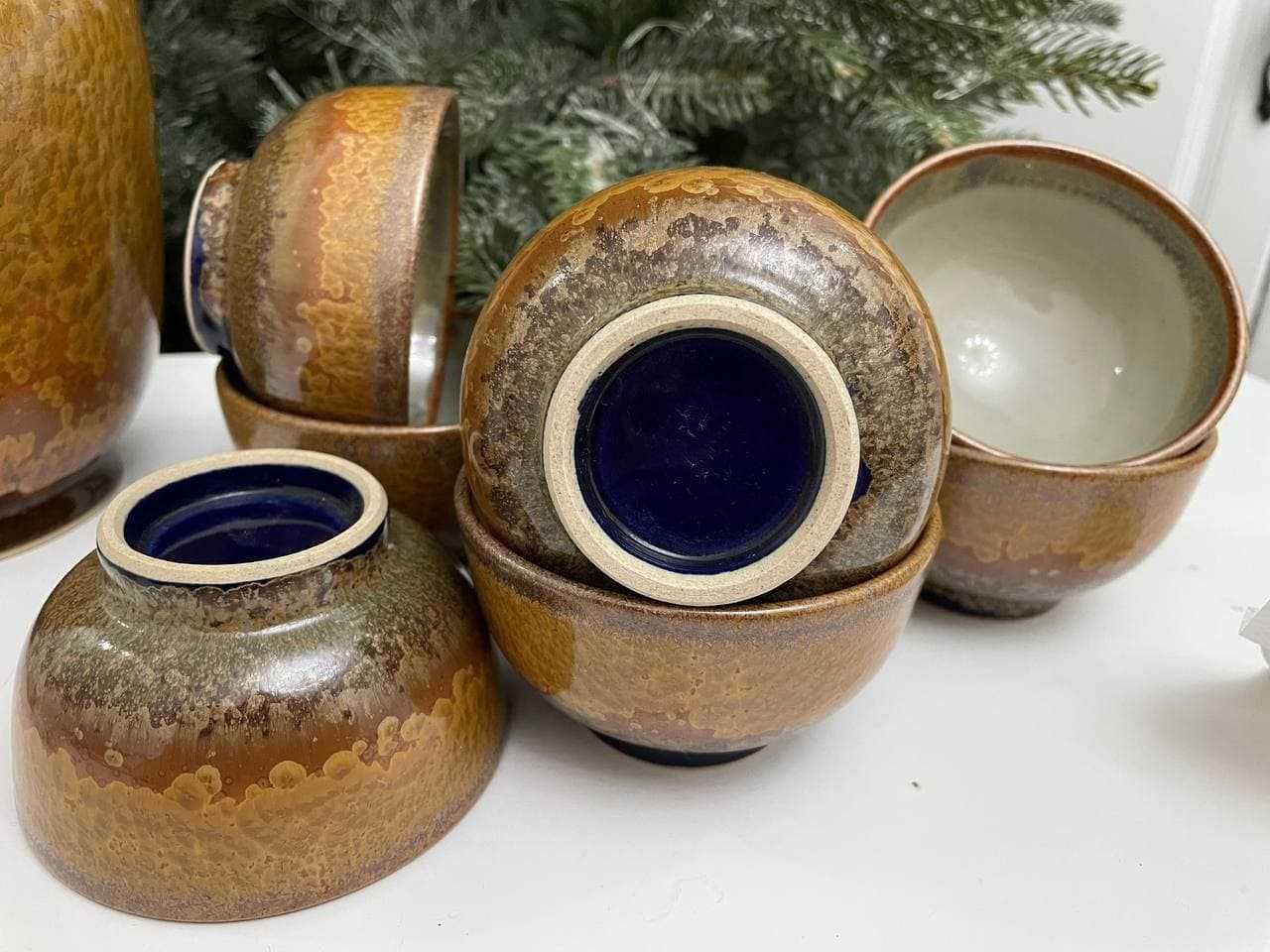 Набор ваза + пиалы керамика Япония ручная работа