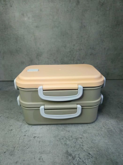 Caserolă dublă alimentară pentru prânz, 2 compartimente, 850 ml, oțel