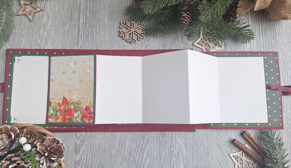 Коледен, скрапбук албум в бордо, ръчна изработка /56.17