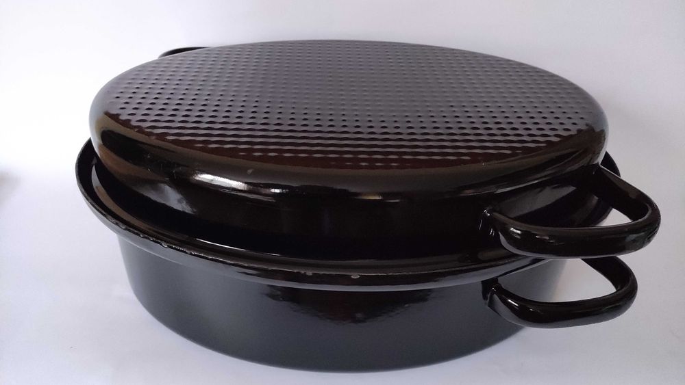 Масивна немска емайлирана тава с капак  2 в 1